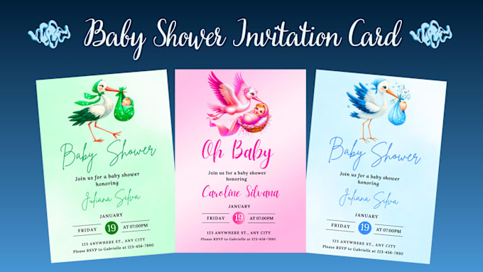 Gig Preview - Design gender reveal, baby shower, greeting card, flyer