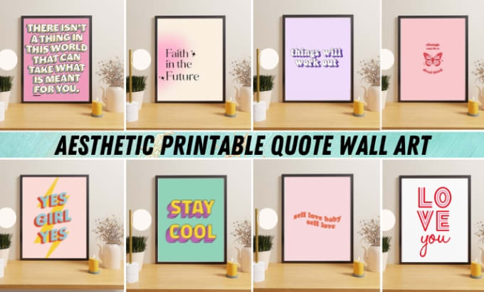 Gig Preview - Design aesthetic minimalist typography quote printable wall art for etsy resell