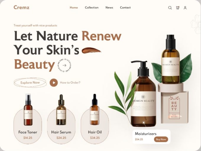 Gig Preview - Design beauty website skincare salon spa website using wix squarespace shopify