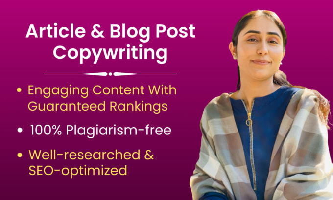 Gig Preview - Do professional and high quality article writing and blog post SEO copywriting