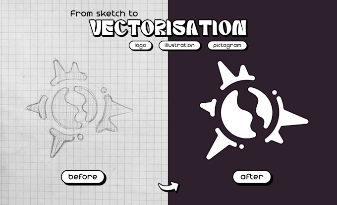 Gig Preview - Vectorize your logo, illustration, pictogram and more from sketch