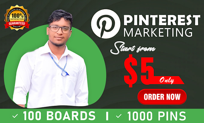 Gig Preview - Do 1200 pins and 120 boards as a pinterest marketing manager