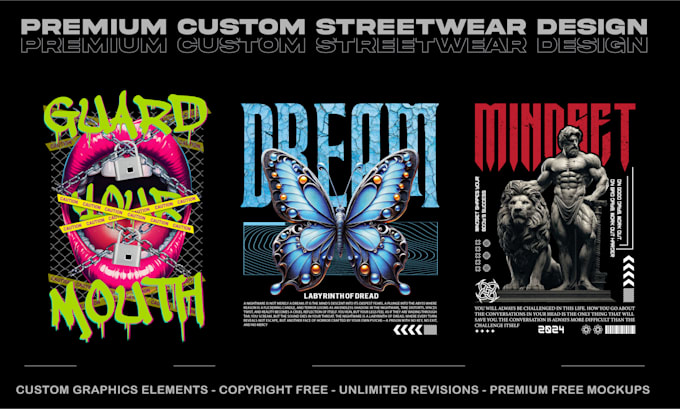 Gig Preview - Do custom streetwear t shirt design and graphic t shirt