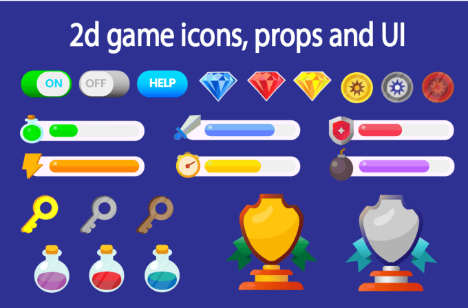 Gig Preview - Create 2d game icons, props , flat vector illustrations