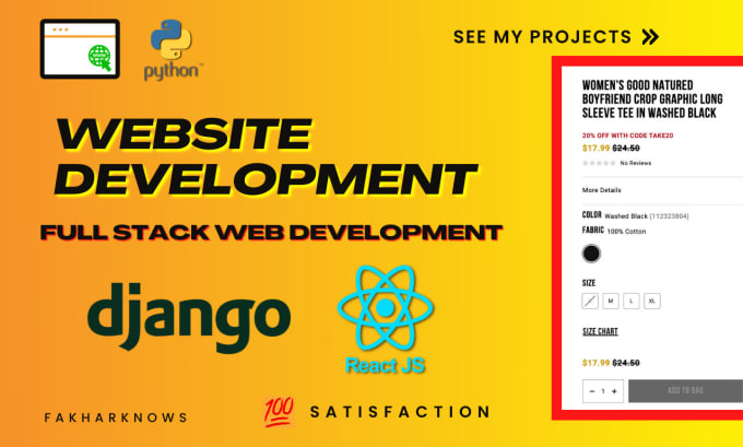 Gig Preview - Do custom full stack web development using python django