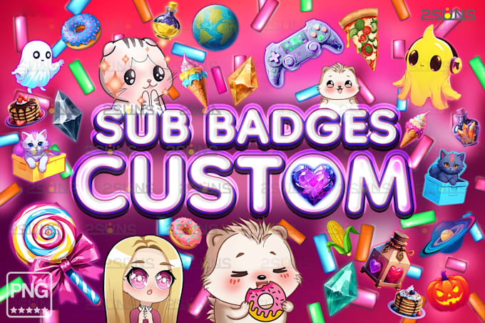 Gig Preview - Create custom kawaii chibi twitch emotes and sub badges for twitch, discord