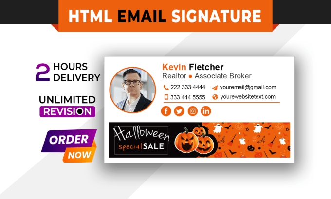 Gig Preview - Design a clickable HTML email signature for mac outlook gmail