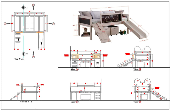 Gig Preview - Draft technical drawings of furniture products in autocad