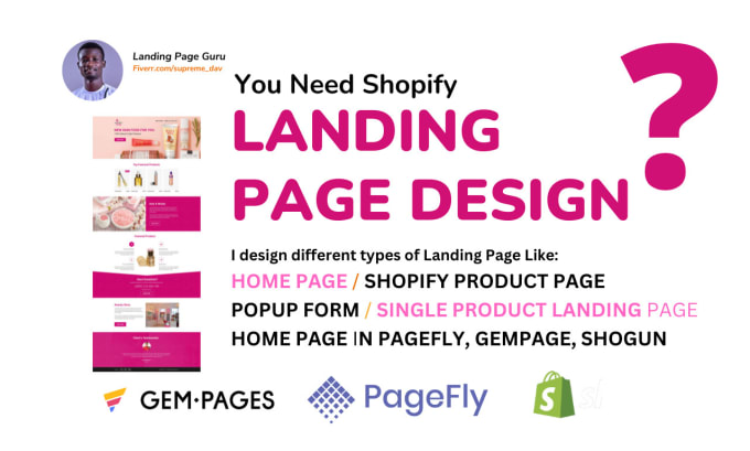 Gig Preview - Design custom shopify product landing page in pagefly, gempage, zipify, shogun