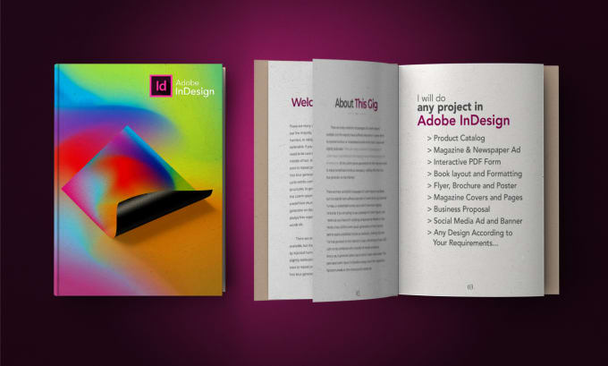 Gig Preview - Do any adobe indesign book, magazine, brochure, ebook and any design