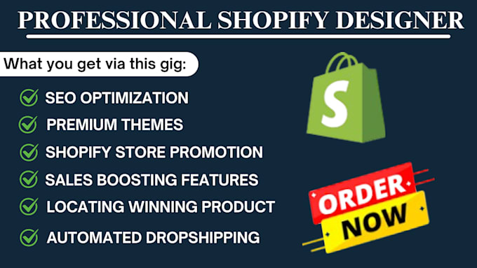 Gig Preview - Design, promote shopify and shopify dropshipping stores with marketing ideas