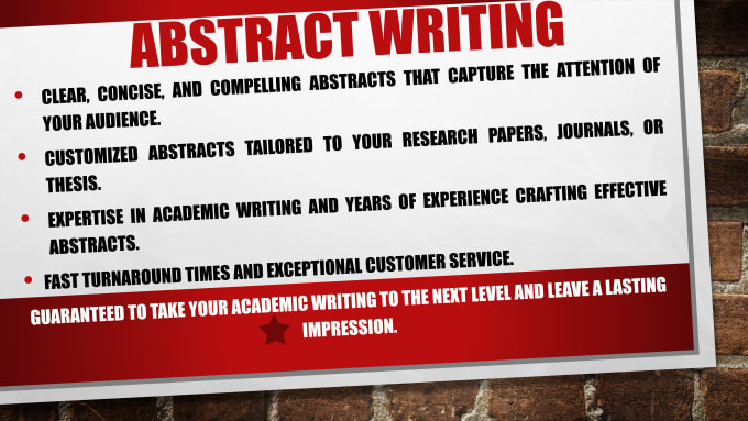 Gig Preview - Craft effective abstracts for your journals or thesis