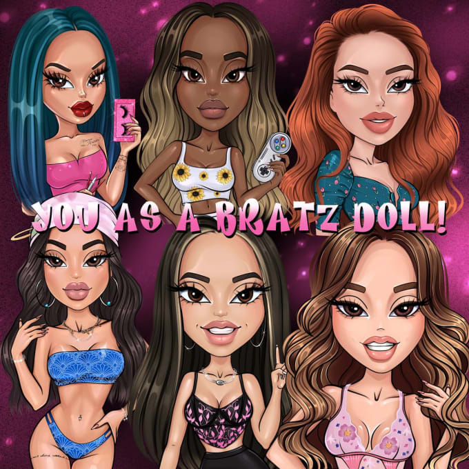 Gig Preview - Draw your bratz doll character, cartoon drawing