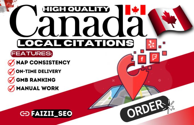 Gig Preview - Do top canada local citations for local business seo