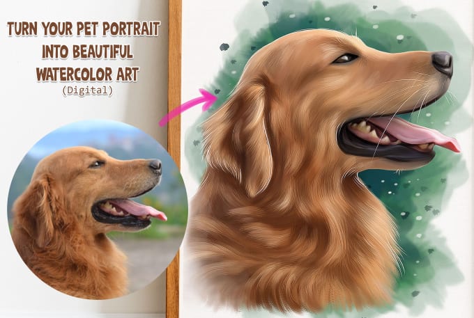 Gig Preview - Draw beautiful watercolor portrait of your pet