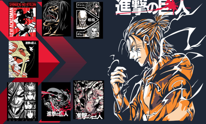 Gig Preview - Gives you pack 25 design anime t shirt designs and 2k mockup