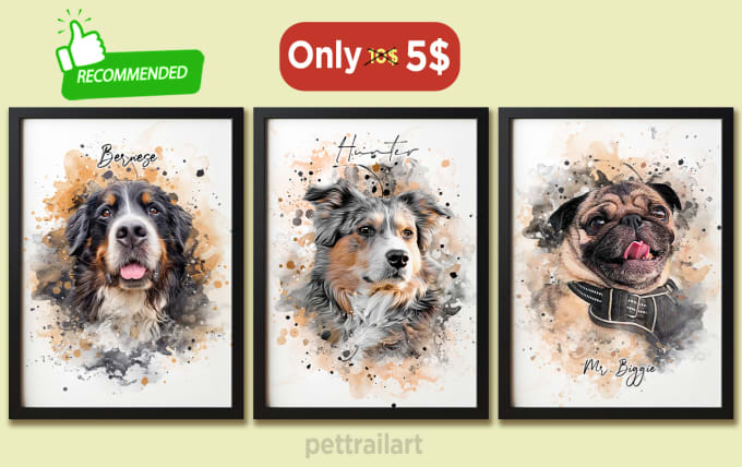 Gig Preview - Draw aesthetic watercolor portrait your pet