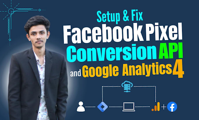 Gig Preview - Setup facebook pixel conversion API ga4 ecommerce tracking for data collecting