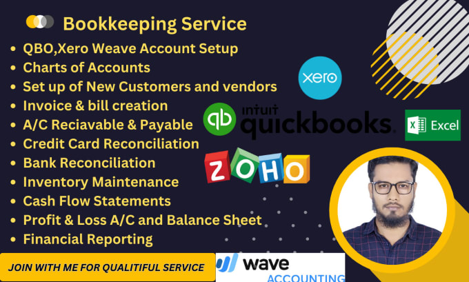 Gig Preview - Be your bookkeeper by wave accounting, xero and quickbooks online