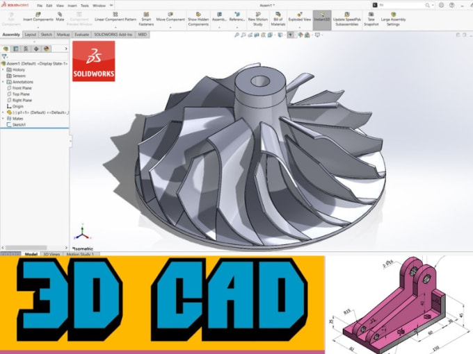 Gig Preview - Create custom 3d cad parts using solidworks or any cad software