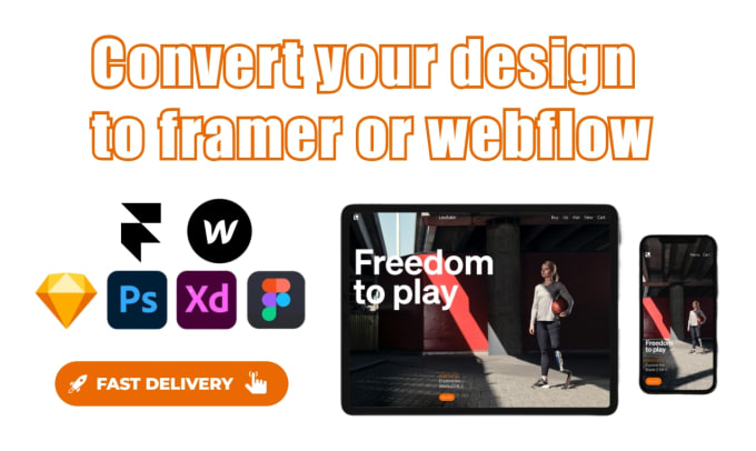 Gig Preview - Convert or design your figma, psd, adobe xd to webflow website or framer