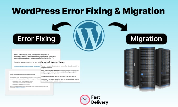 Gig Preview - Fix, or migrate your wordpress website to a new host, domain