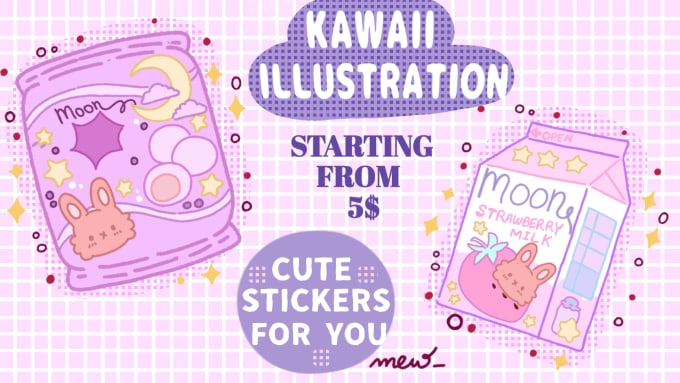 Gig Preview - Draw and design kawaii cute characters icons concept art