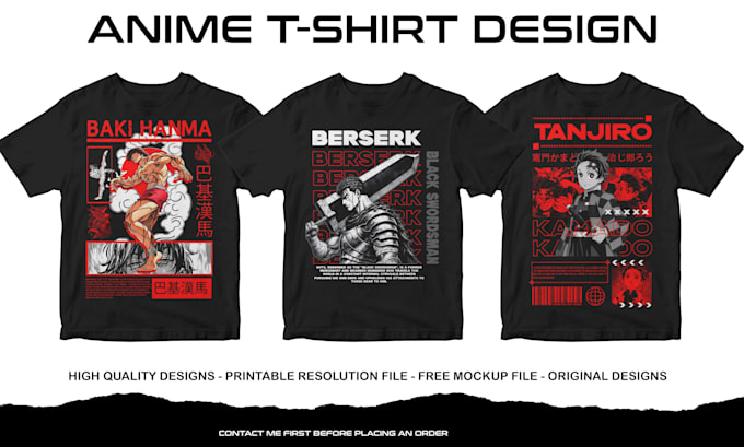 Gig Preview - Create custom streetwear anime t shirt design for you