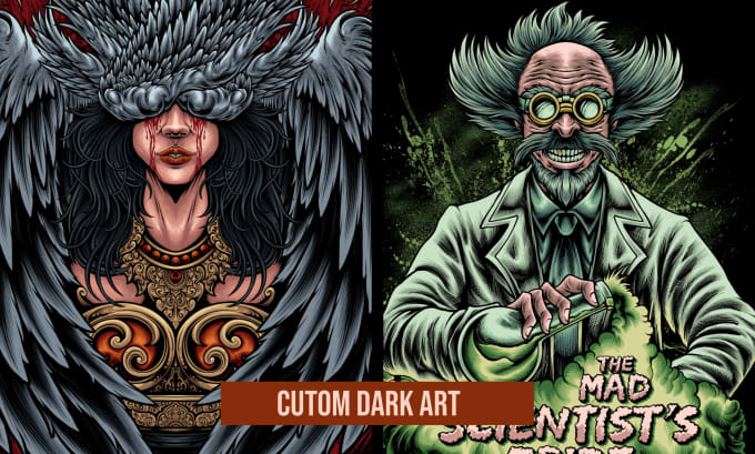 Gig Preview - Do custom dark art illustrtion for t shirt design