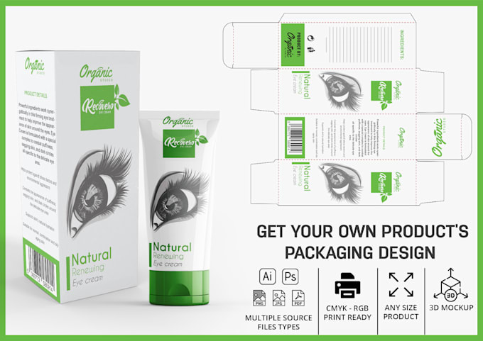 Gig Preview - Create dieline box cutline cuttin template and design for any product packaging