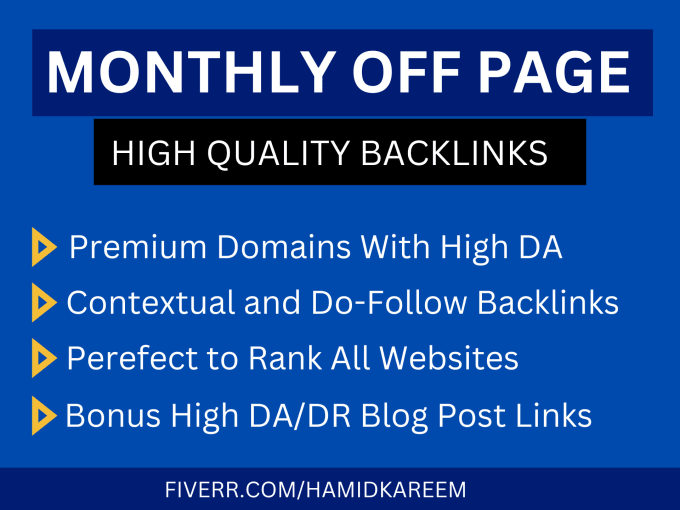 Gig Preview - Provide monthly off page SEO service with white hat backlinks