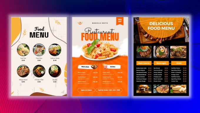 Gig Preview - Design unique food menu for your resturent