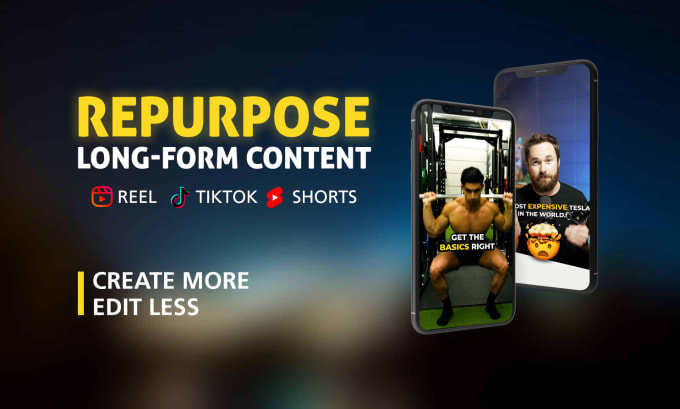 Gig Preview - Repurpose your long form content into tiktok, reels, shorts