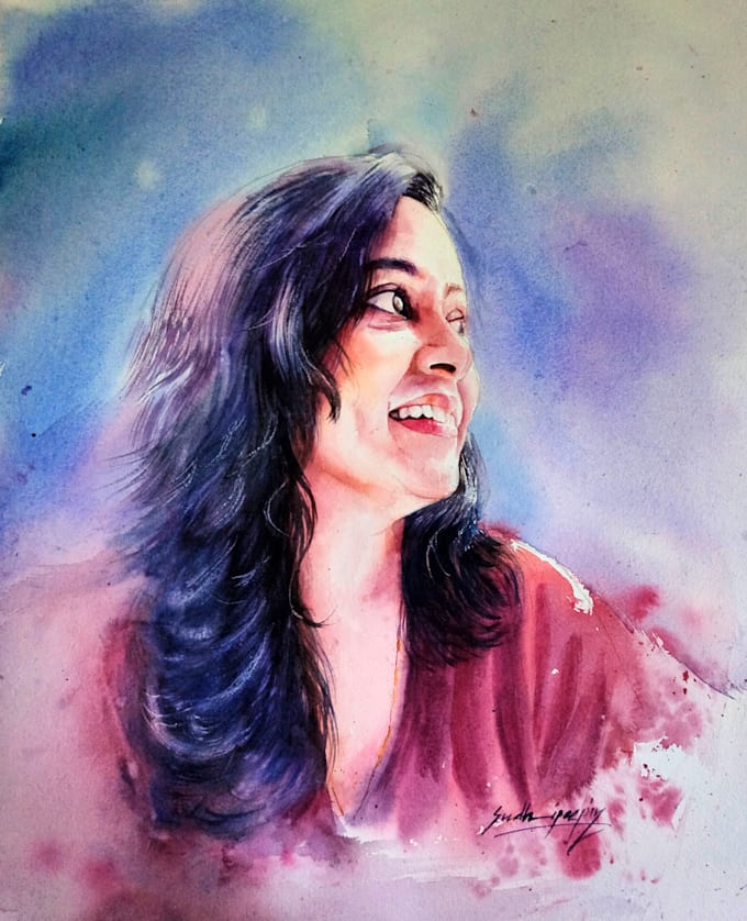 Gig Preview - Draw hand painted watercolor portrait from your photo