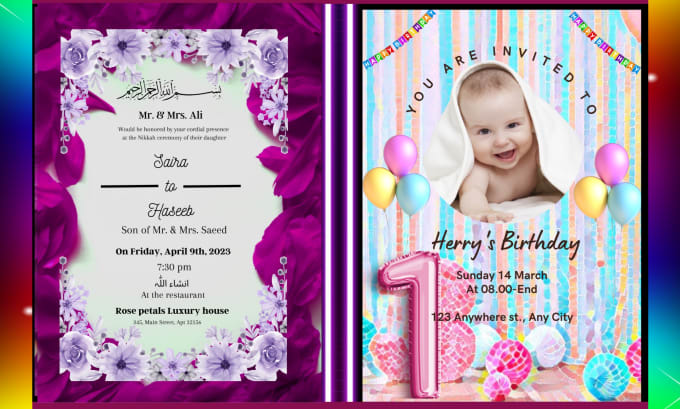 Gig Preview - Design digital invitation for your birthday, wedding etc in 24hours