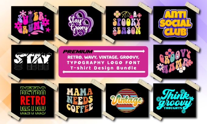 Gig Preview - Do retro wavy vintage typography groovy logo font bulk t shirt design