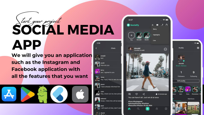 Gig Preview - Give social media app social chat app chat app like instgram and facebook apps