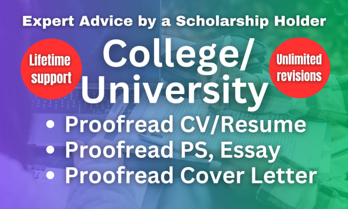 Gig Preview - Proofread and edit university, college or school applicant resume and essay