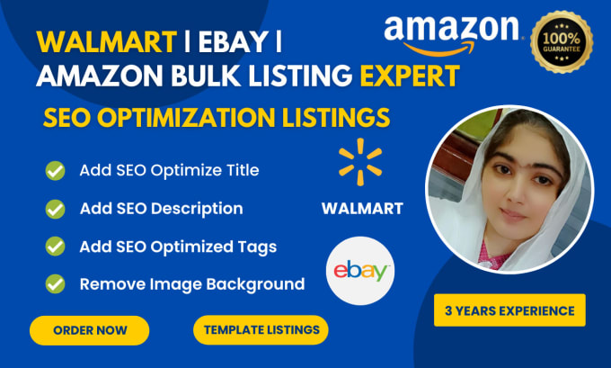 Gig Preview - Do product upload walmart listing, amazon listing, ebay lister