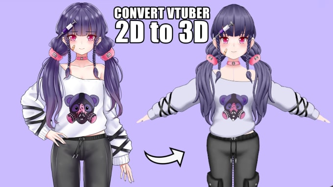 Gig Preview - Convert your 2d vtuber into a 3d model for vrchat