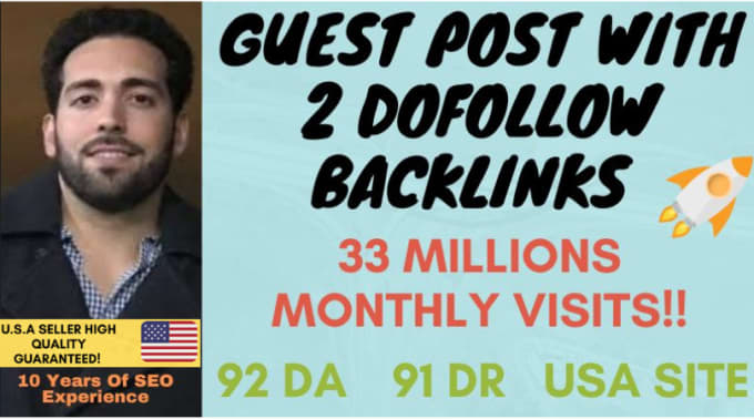 Gig Preview - Do SEO guest post with 2 dofollow backlinks on super strong USA site