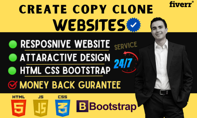 Gig Preview - Create, copy clone website in HTML CSS bootstrap