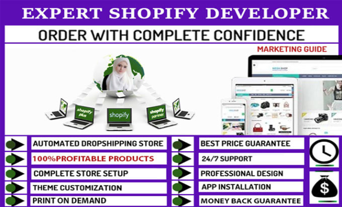 Gig Preview - Design shopify website or shopify dropshipping store