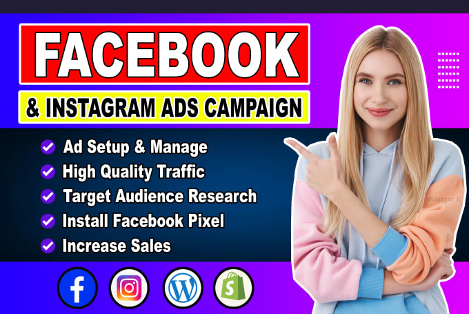 Gig Preview - Set up facebook ads campaign, run fb ads campaign, shopify ads, instagram ads