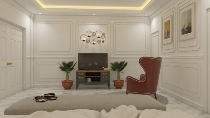 Gig Preview - Interior design with 3d model and render