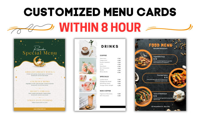 Gig Preview - Eyecatching editable restaurant menu design