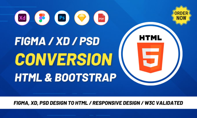 Gig Preview - Convert figma, xd, and PSD to HTML or bootstrap website