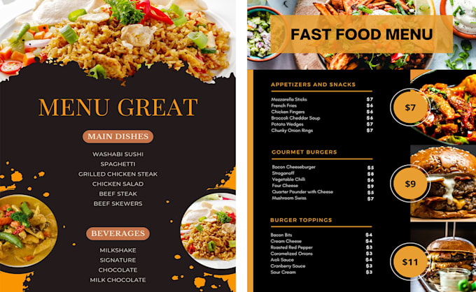 Gig Preview - Food menu design, menu board, food flyer