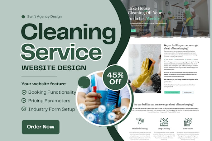 Gig Preview - Build cleaning service website, home, office cleaning website, booking koala