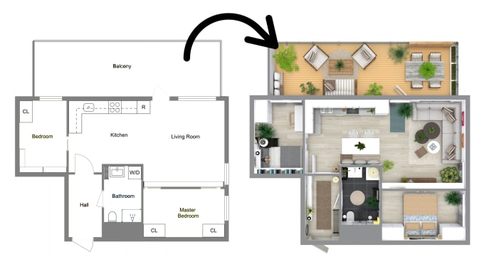 Gig Preview - Draw and render 2d floor plans in autocad and photoshop